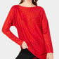 INC International Concepts Women's Embellished Shirttail Sweater Red Size Small