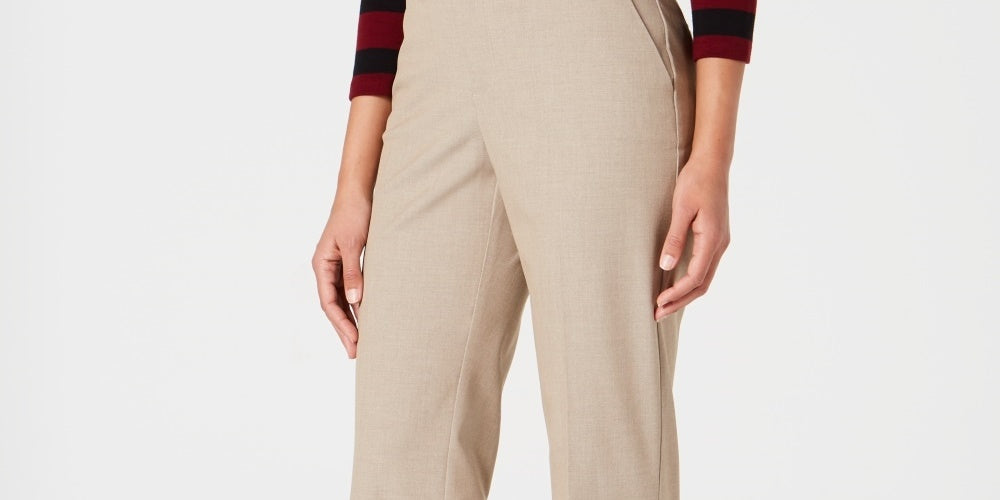 Charter Club Women's Petite Solid Trousers Beige Size 2 P