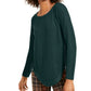 INC International Concepts Women's Patterned Long Sleeve Scoop Neck Top Green Size Medium