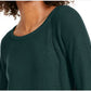 INC International Concepts Women's Patterned Long Sleeve Scoop Neck Top Green Size Medium