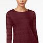 Charter Club Women's Petite Lace 3/4-Sleeve Top  Wine Size Petite