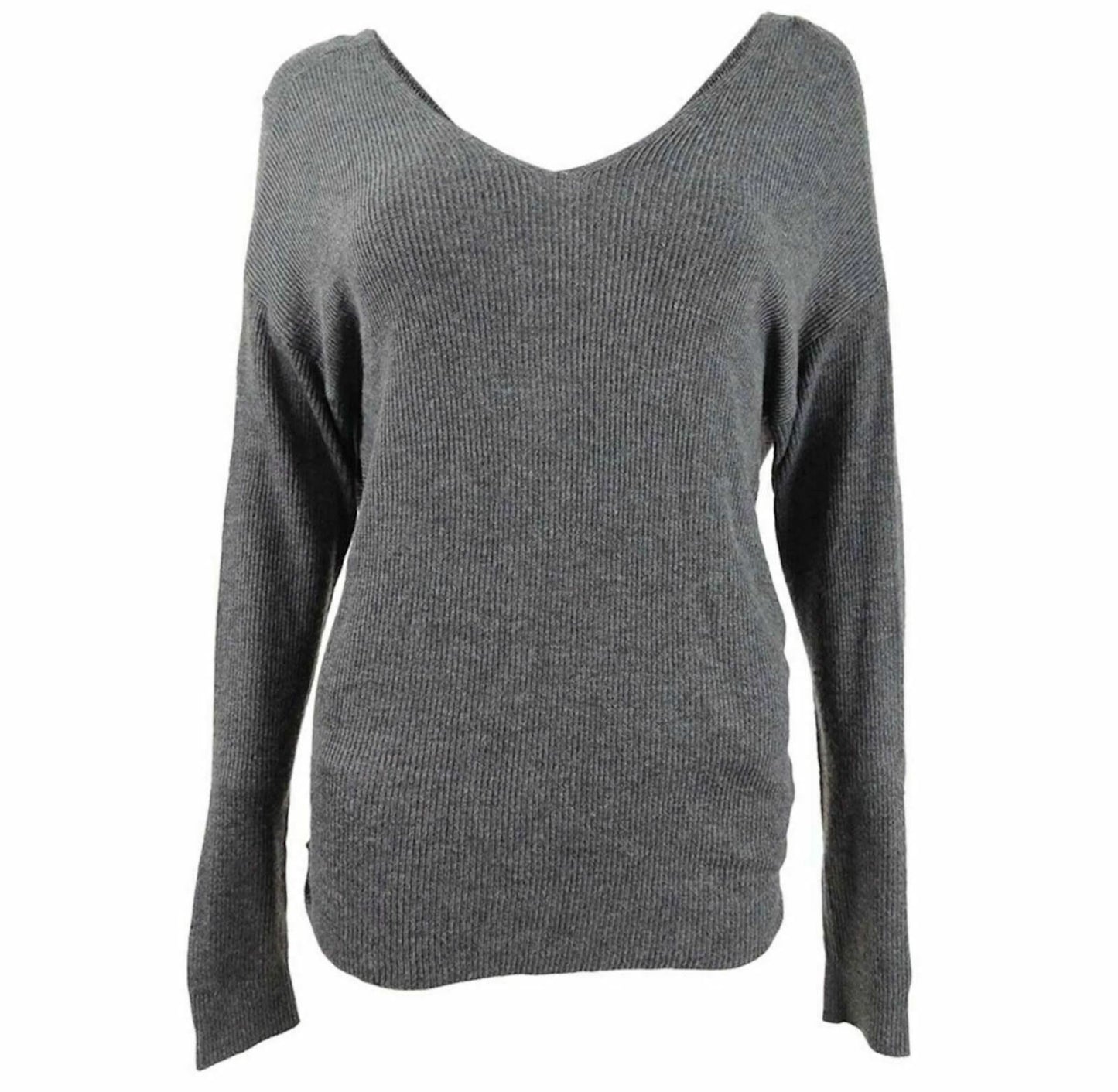 Bar III Women's Wear 2 Ways Twist Sweater Grey Size Medium