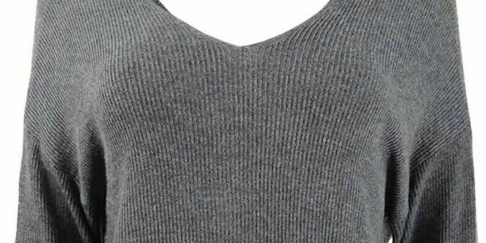 Bar III Women's Wear 2 Ways Twist Sweater Grey Size Medium