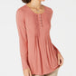 Style & Co Women's Pintuck Top Orange Size Petite Small
