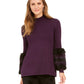 Alfani Women's Faux Fur Trim Sweater Purple Size Petite Small