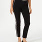 JM Collection Women's Petite Side-Striped Tummy-Control Pants Black Size Petite X-Large