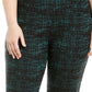 JM Collection Women's Jacquard Pull On Pants Green Size 28W