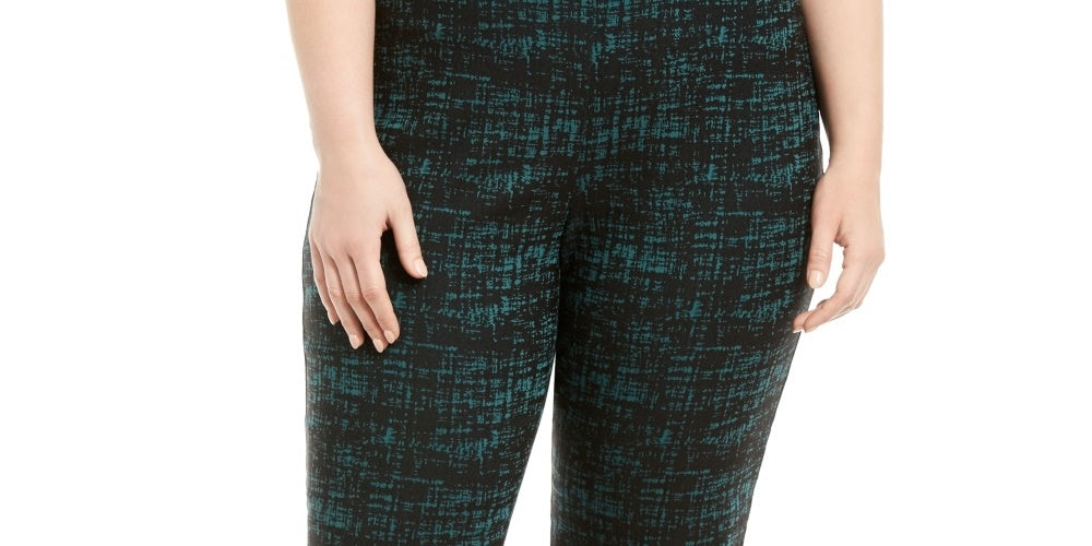 JM Collection Women's Jacquard Pull On Pants Green Size 28W