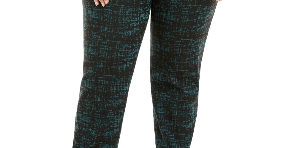 JM Collection Women's Jacquard Pull On Pants Green Size 28W