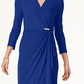 Charter Club Women's Petite Faux-Wrap Dress  Blue Size Petite X-Large