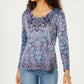 Style & Co Women's Cotton Floral Print Top Blue Size X-Small