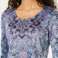 Style & Co Women's Cotton Floral Print Top Blue Size X-Small
