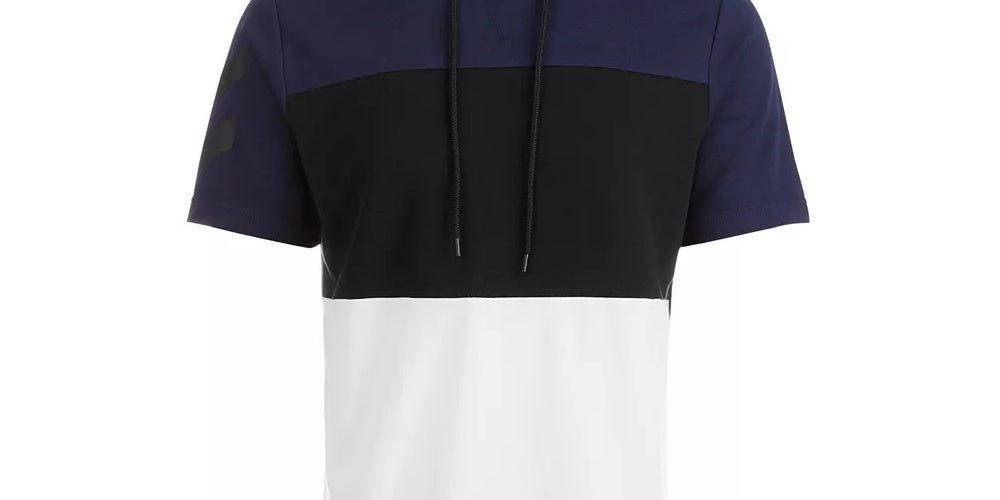 ID Ideology Men's Colorblocked Short Sleeve Hoodie  Blue Size 3 Extra Large