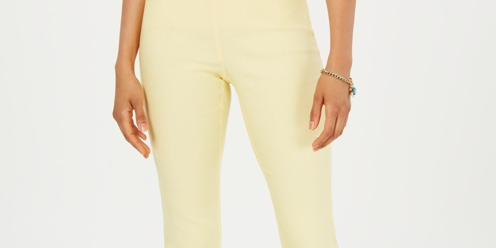 Charter Club Women's Cambridge Skinny Pull-On Tummy-Control Pants Regular And Short Lengths  Yellow Size 6