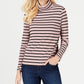 Charter Club Women's Ribbed Striped Turtleneck Pink Size X-Small