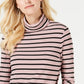 Charter Club Women's Ribbed Striped Turtleneck Pink Size X-Small