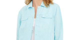 Charter Club Women's Linen Jacket Navy Size Small
