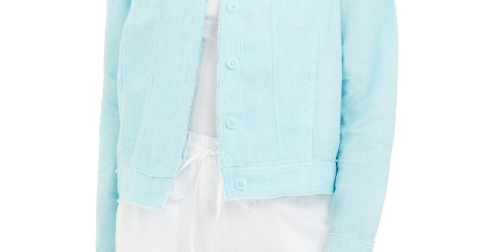 Charter Club Women's Linen Jacket Navy Size Small