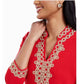 Charter Club Women's 3/4 Sleeve Textured Tunic Red Size Petite Small