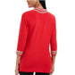 Charter Club Women's 3/4 Sleeve Textured Tunic Red Size Petite Small