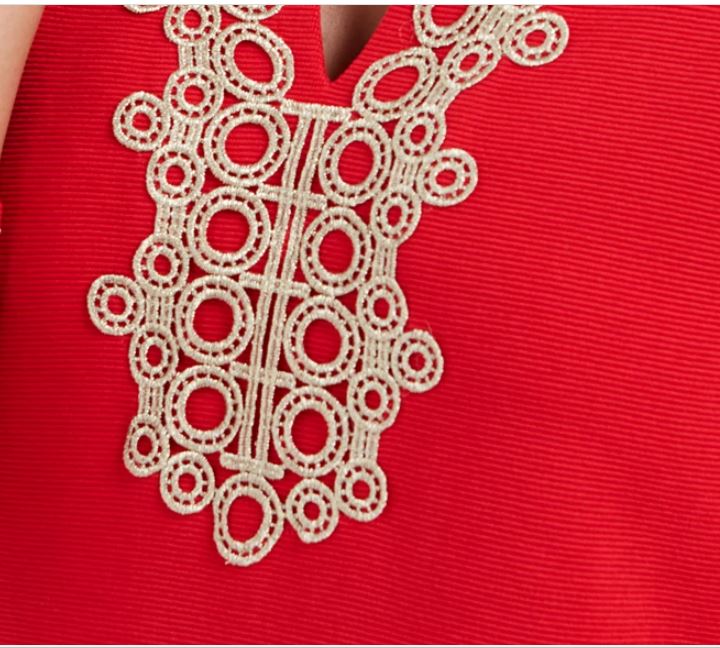 Charter Club Women's 3/4 Sleeve Textured Tunic Red Size Petite Small