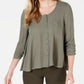Style & Co Women's High Low Swing Top Green Size Large