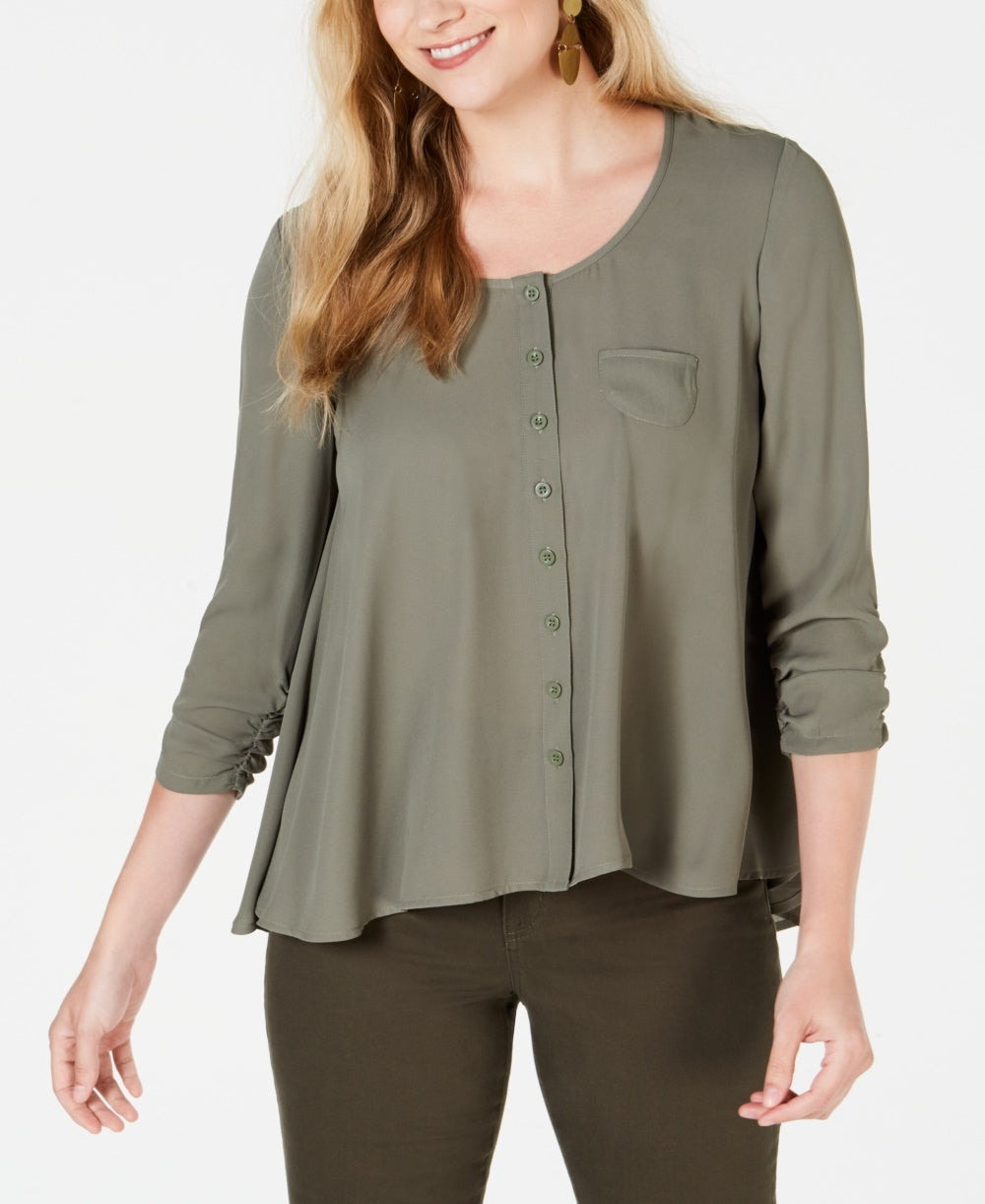 Style & Co Women's High Low Swing Top Green Size Large