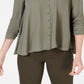 Style & Co Women's High Low Swing Top Green Size Large