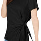 Style & Co Women's Side-Tie Top Black Size Large