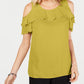 JM Collection Women's Ruffled Off The Shoulder Top Green Size Medium