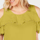 JM Collection Women's Ruffled Off-The-Shoulder Top Green Size XX-Large