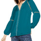 INC International Concepts Women's Grommet-Trim Peasant Blouse Green Size X-Small