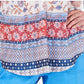 Style & Co Women's Retro Scarf Print Pintuck Pleat Top Navy Size Medium