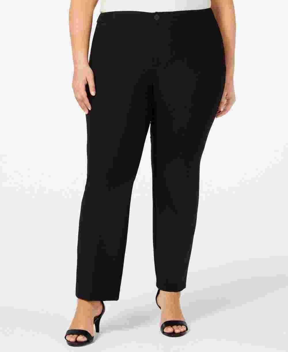 Charter Club Women's Plus Size Straight-Leg Pants  Black Size 20W