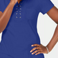 Karen Scott Women's Cotton Lace Up Neck Top Blue Size Medium
