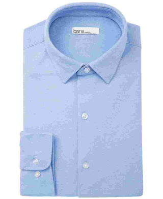 Bar III Men's Light Blue Heather Work Dress Shirt Navy Size 17.5- 36X37