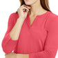 Charter Club Women's Supima Cotton Split-Neck Top Pink Size Extra Large