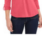 Charter Club Women's Supima Cotton Split-Neck Top Pink Size Extra Large