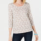 Karen Scott Women's Vine-Print 3/4-Sleeve Top Beige Size Large