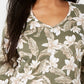 Karen Scott Women's Floral Print V Neck Top Green Size Small