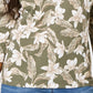 Karen Scott Women's Floral Print V Neck Top Green Size Small