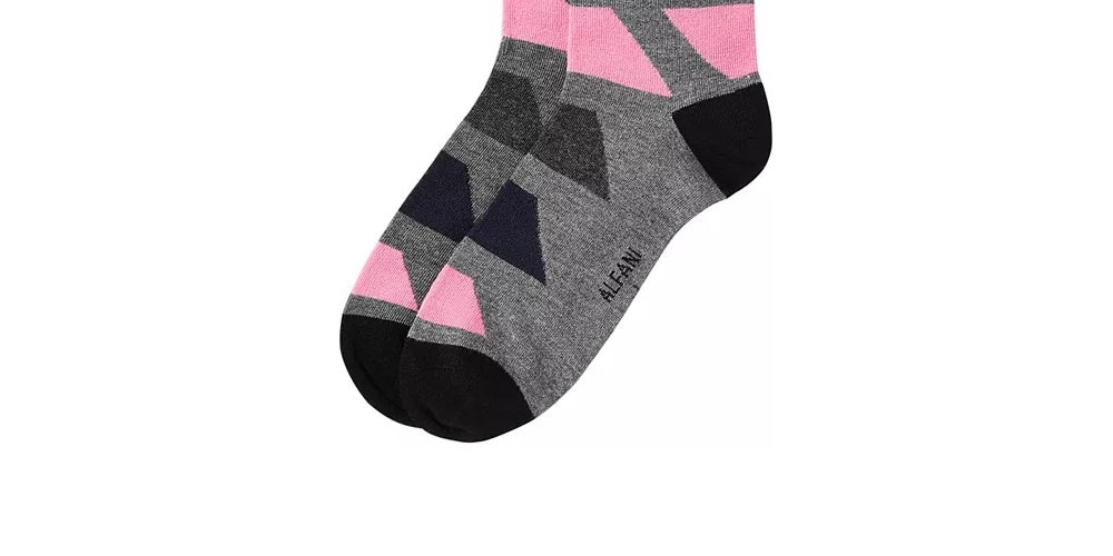 Alfani Men's Horizontal Blocks Moisture Wicking Seamless Dress Socks Grey Size Regular