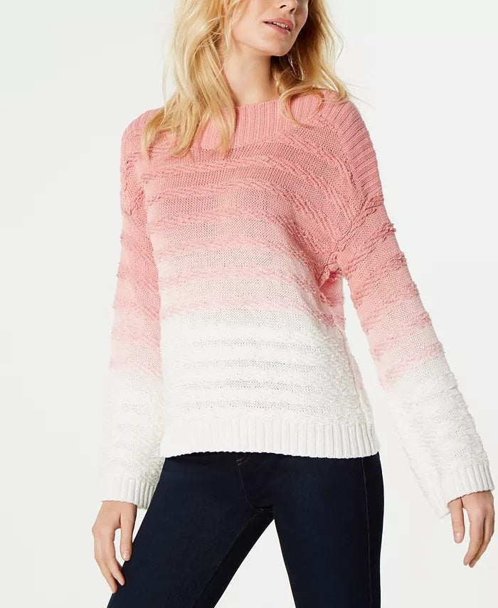 INC International Concepts Women's Ombre Cable Knit Sweater White Size X-Small