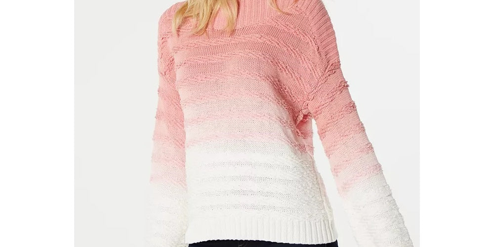 INC International Concepts Women's Ombre Cable Knit Sweater White Size X-Small