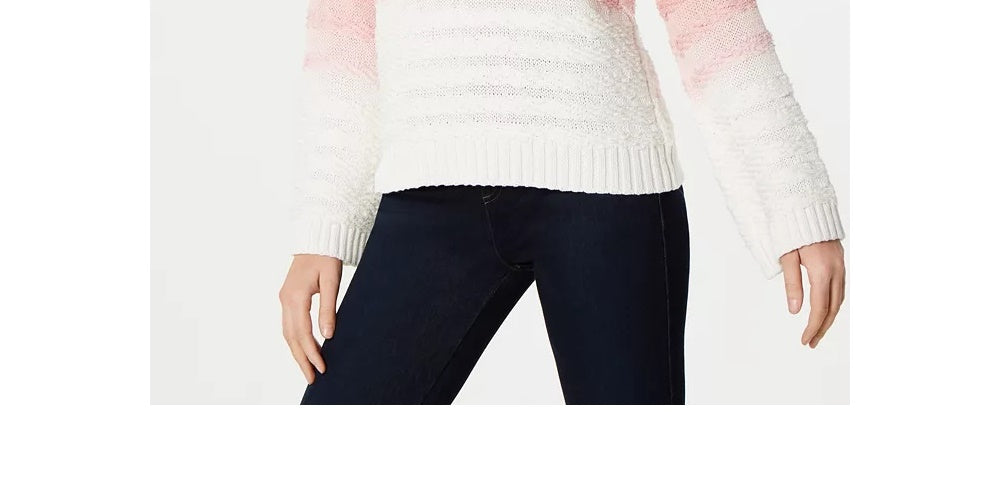 INC International Concepts Women's Ombre Cable Knit Sweater White Size X-Small