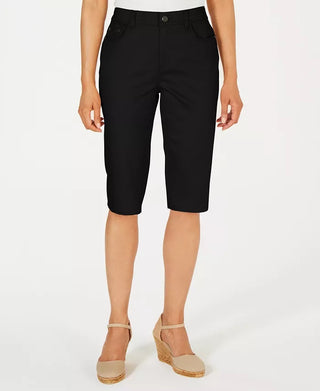 Charter Club Women's Mid Rise Knee Length Shorts  Black Size 8