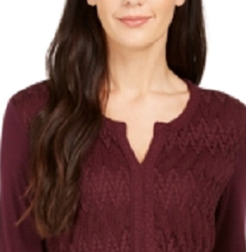 Style & Co Women's Lace-Front Draped Top  Med Purple Size XX-Large