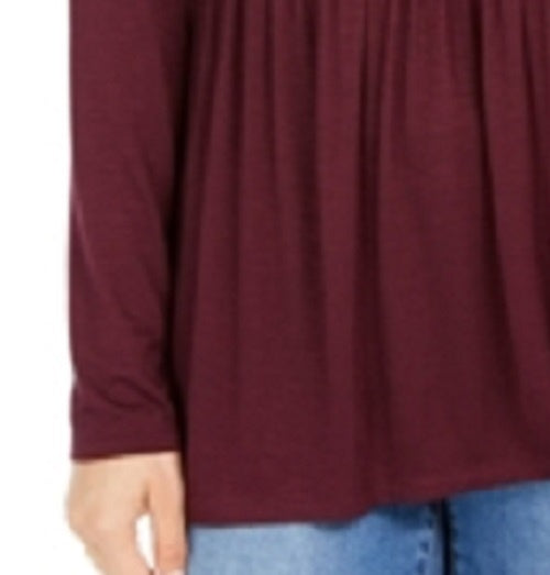 Style & Co Women's Lace-Front Draped Top  Med Purple Size XX-Large