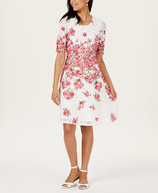 Charter Club Women's Lace Fit & Flare Dress White Size Petite Large