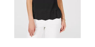 Charter Club Women's Sleeveless Zigzag Sweater Black Size Small